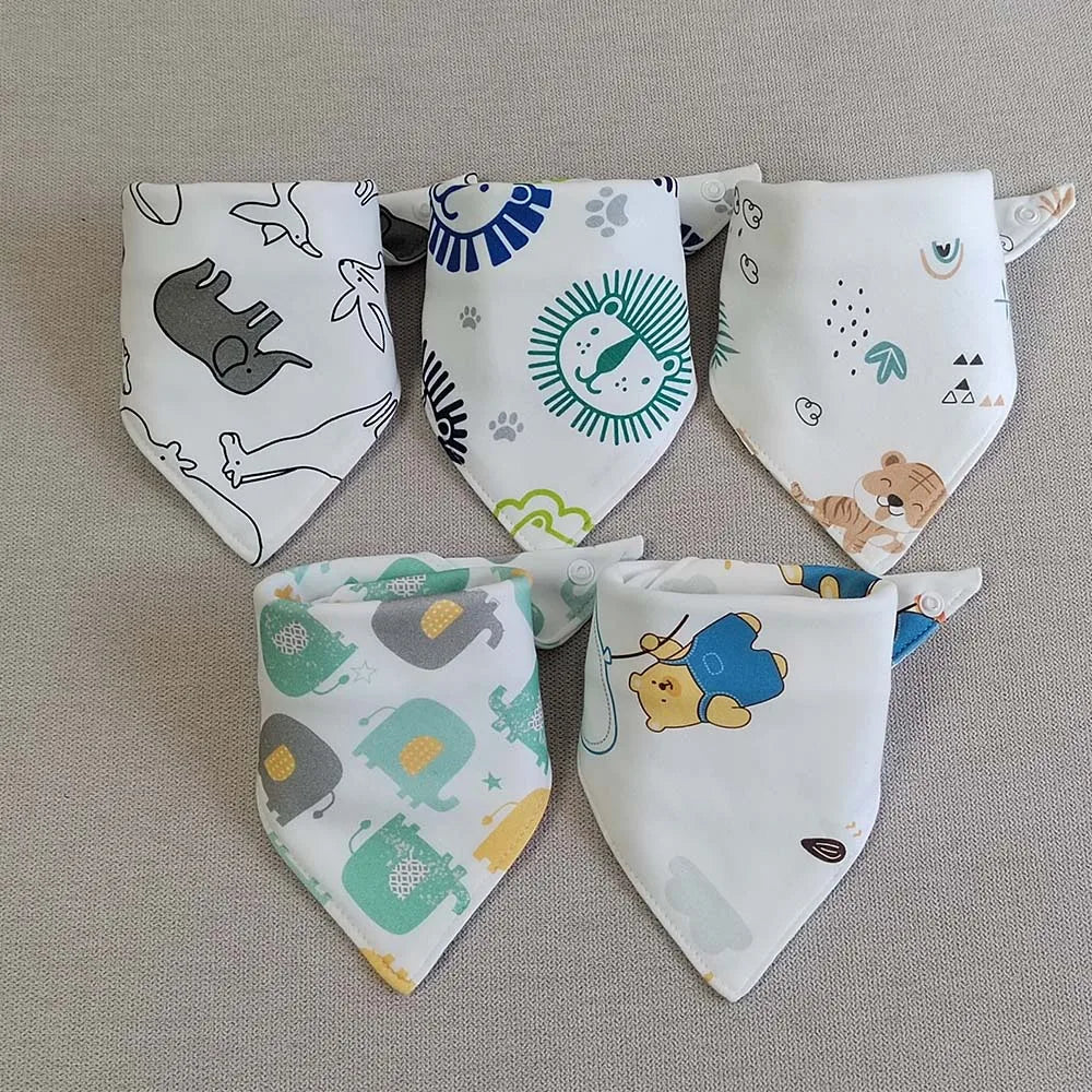 Bavoirs pour bébé en forme de triangle 100% coton X5