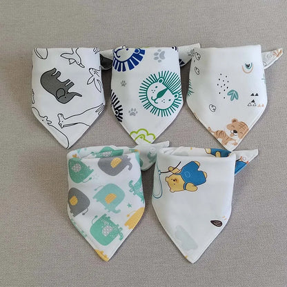 Bavoirs pour bébé en forme de triangle 100% coton X5