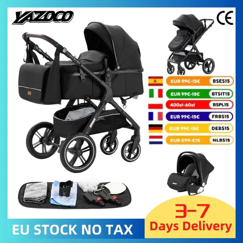 Poussette luxueuse 3 en 1 pour nouveau-né pliable
