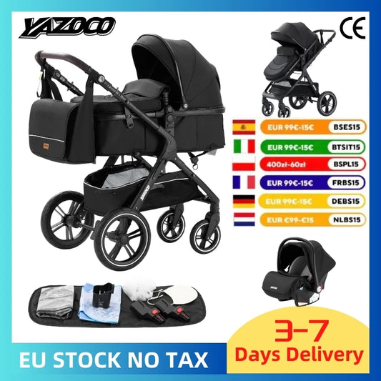 Poussette luxueuse 3 en 1 pour nouveau-né pliable
