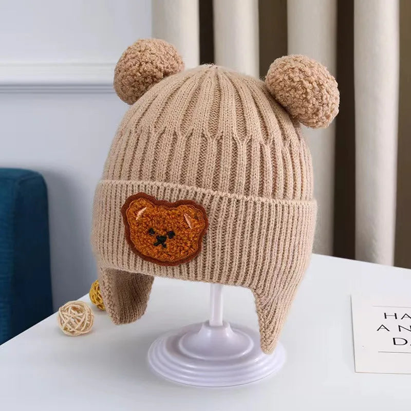 Bonnet chaud bébé en forme d'ours