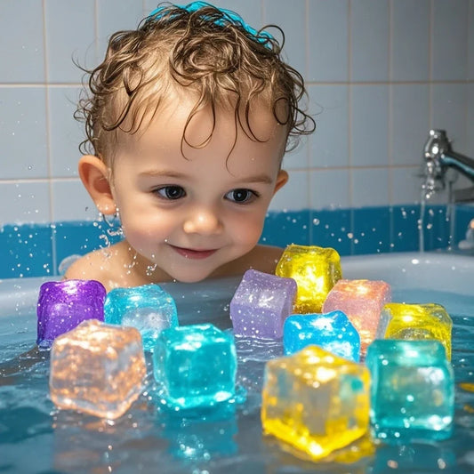 Lot de 6 ou 12 pièces de jouets de bain cubes lumineux