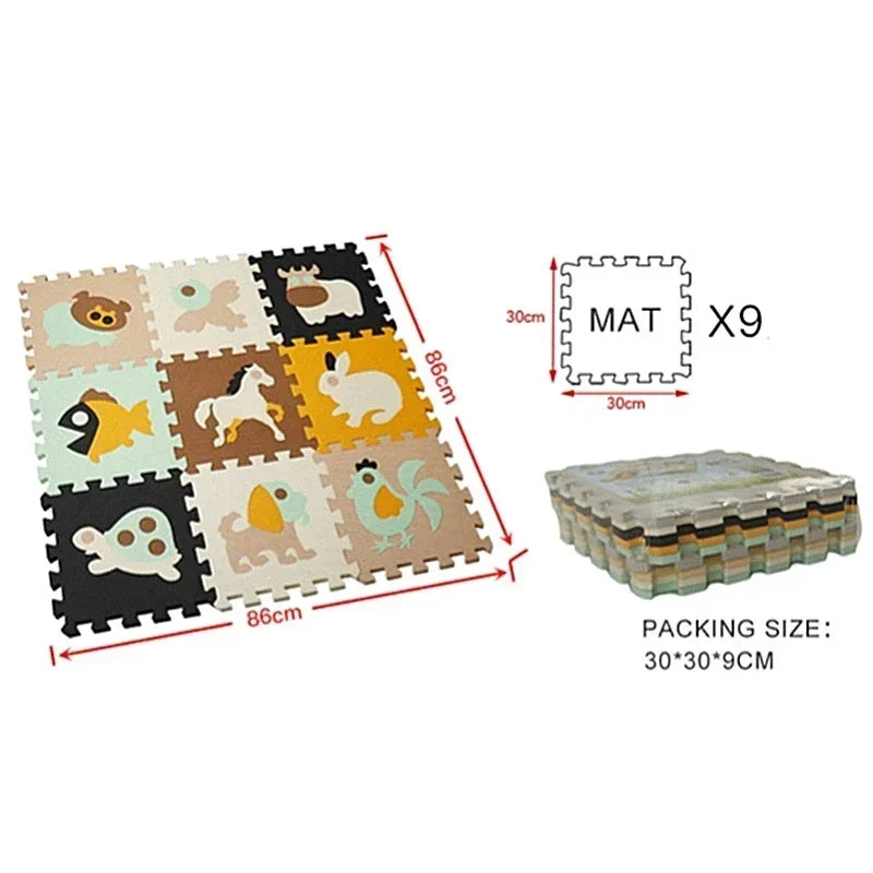 Tapis de jeu puzzle 9 pièces pour bébé