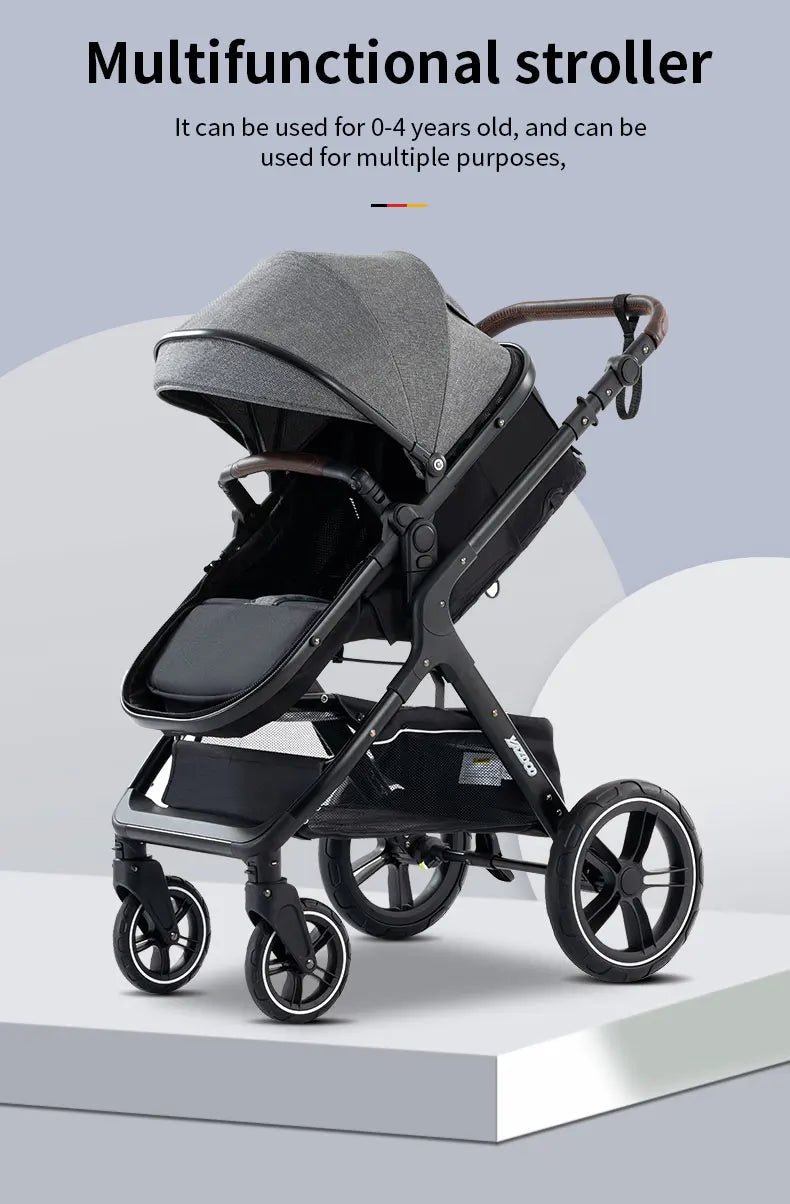 Poussette luxueuse 3 en 1 pour nouveau-né pliable
