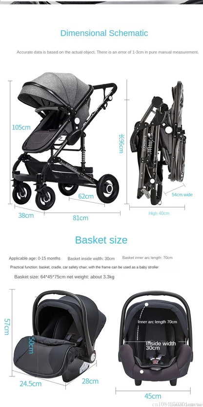 Poussette pliable multifonctionnelle pour bébé