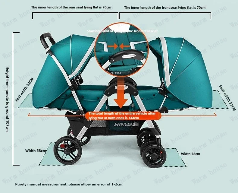 Poussette de jumeaux pliable