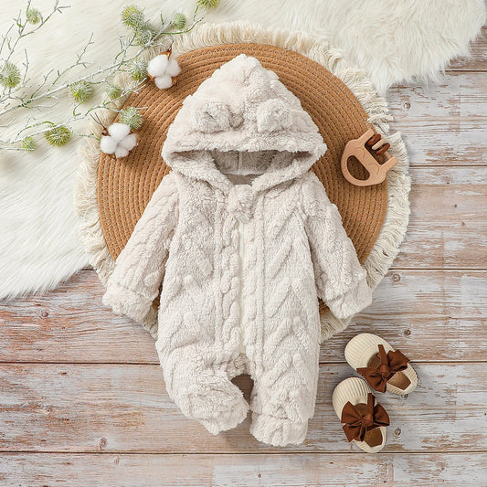 Combinaison en peluche à capuche pour nouveau-né