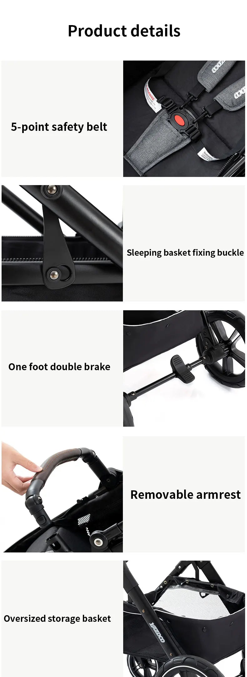 Poussette luxueuse 3 en 1 pour nouveau-né pliable