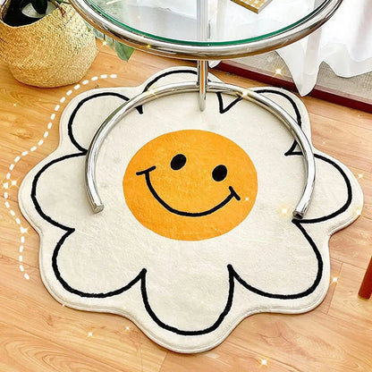 Tapis de sol bébé doux rond en forme de fleur qui sourit