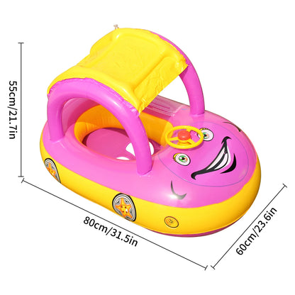 Bouée pour bébé avec pare-soleil de couleur rose