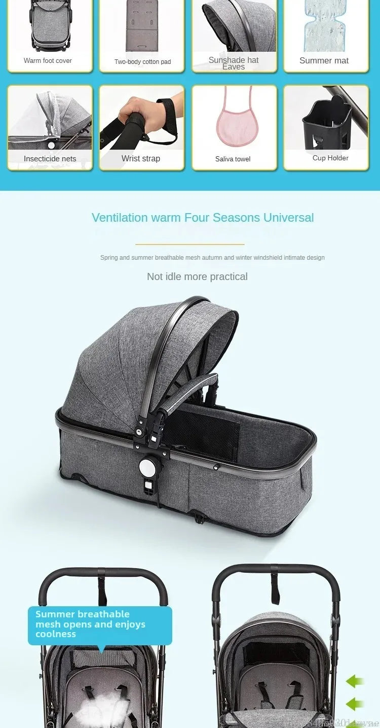 Poussette pliable multifonctionnelle pour bébé