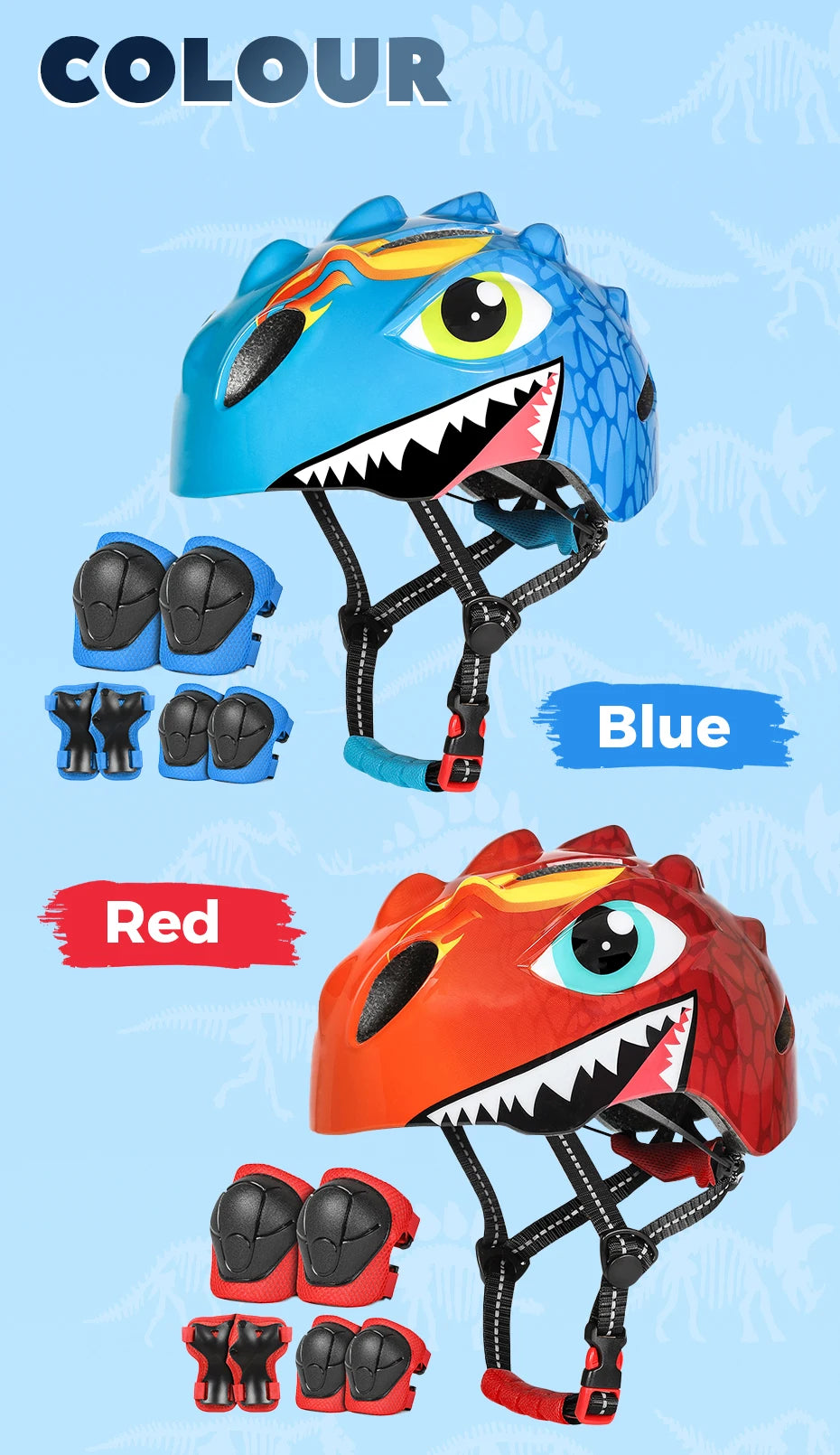 Casque de vélo à motif de dinosaure 3D pour enfants