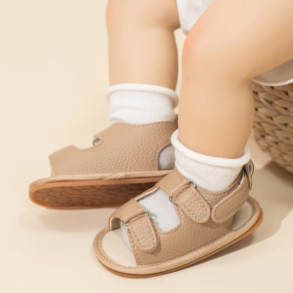 Sandales plates d’été à scratch pour bébé garçon et fille