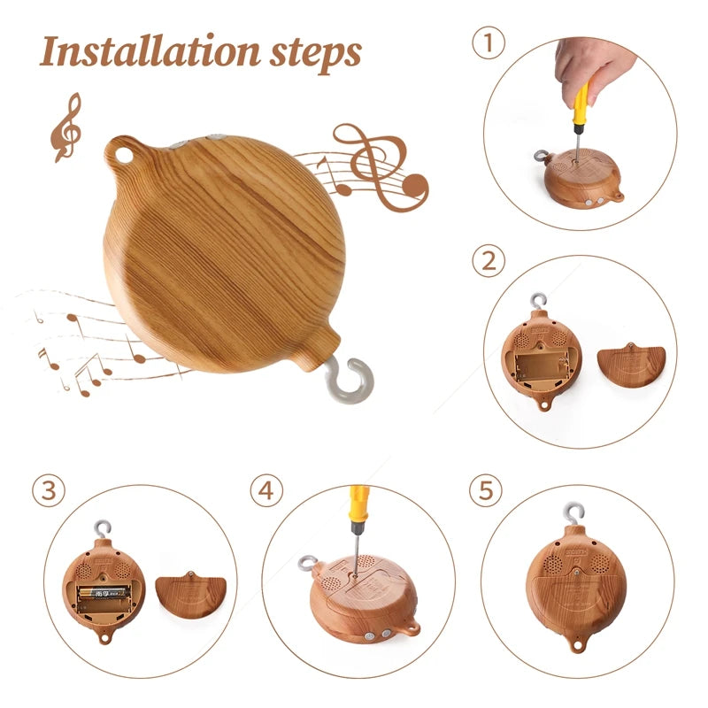 Boîte à musique rotatif pour berceau de bébé
