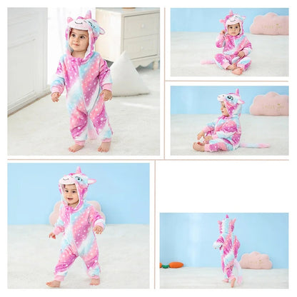 Combinaison pyjama doux à capuche d’animaux pour bébé