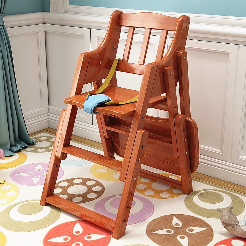 Chaise haute en bois pliable pour bébé