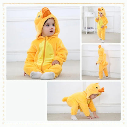 Combinaison pyjama doux à capuche d’animaux pour bébé
