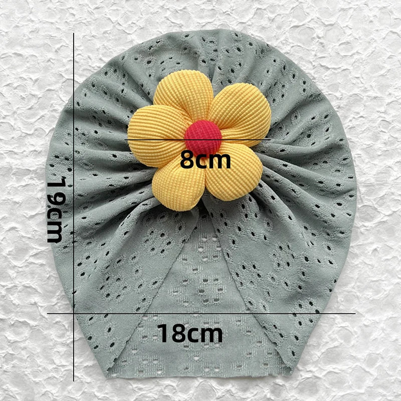 Turban respirant à fleurs pour bébé fille