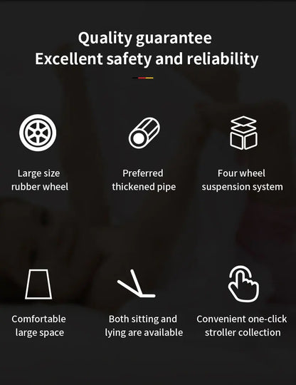 Poussette luxueuse 3 en 1 pour nouveau-né pliable