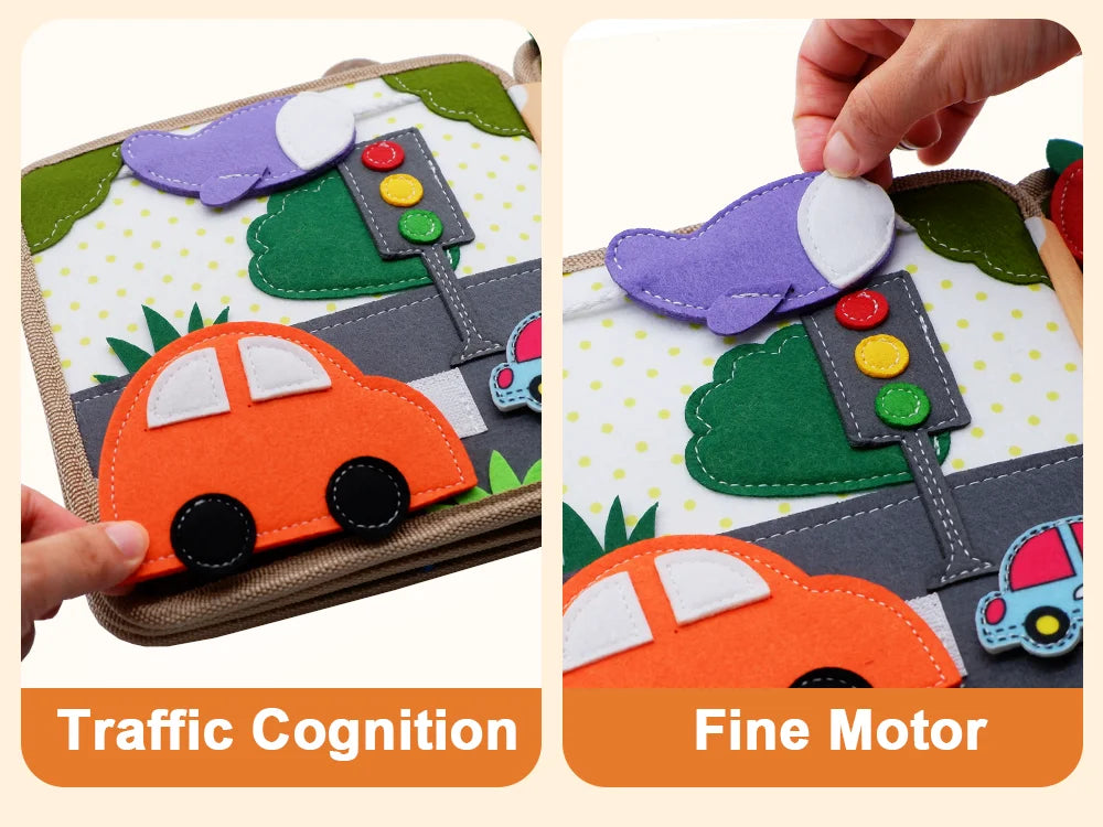Livre sensoriel montessori avec tête de girafe