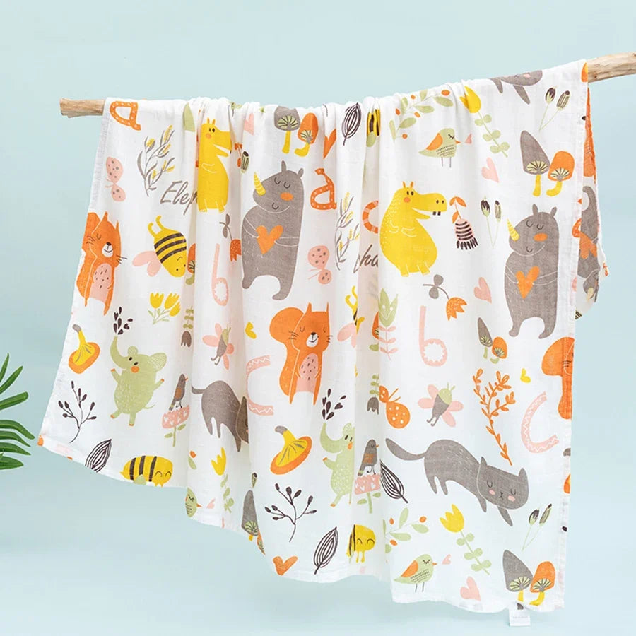 Couverture en mousseline avec 2 couches de gaze de bambou pour bébé