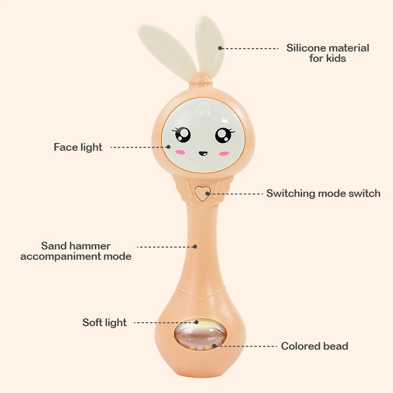 Hochet de dentition motif lapin avec musique