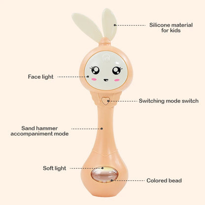Hochet de dentition motif lapin avec musique