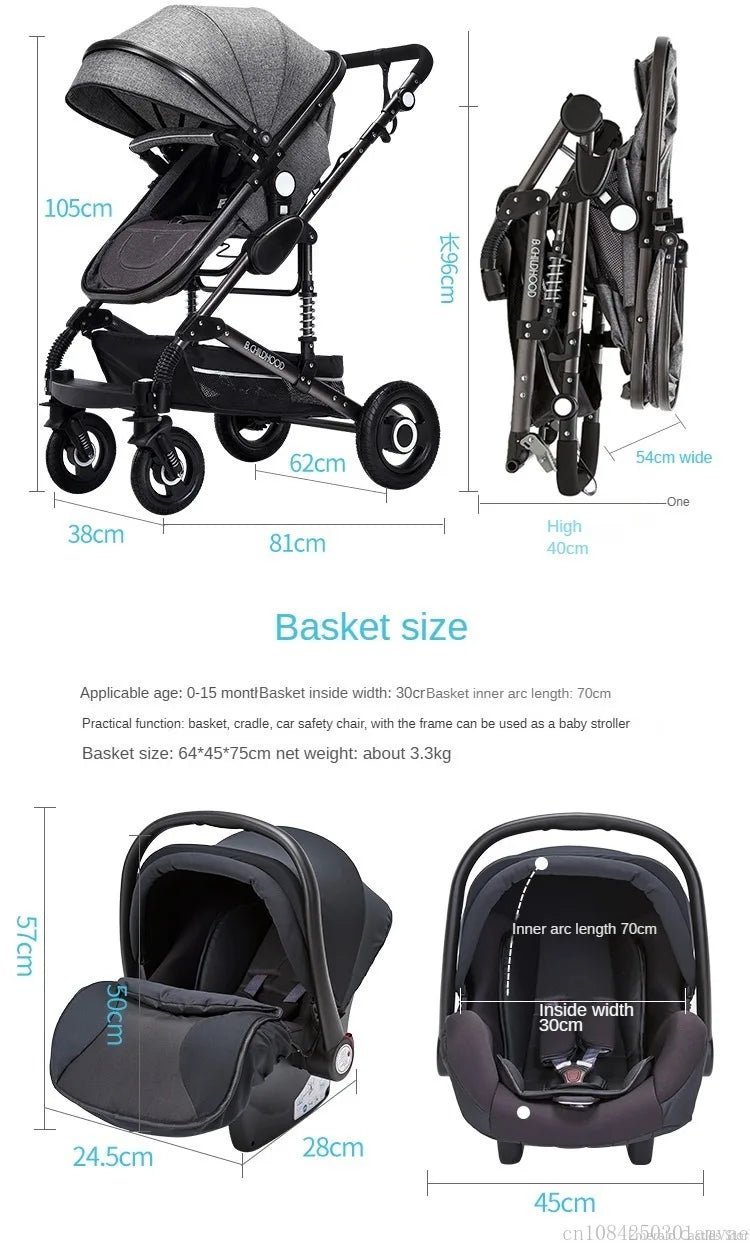 Poussette pliable multifonctionnelle pour bébé