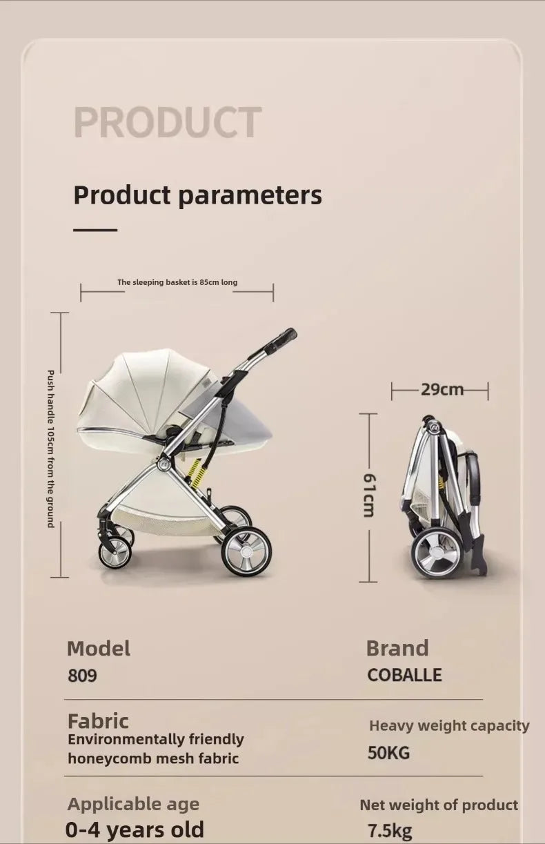 Poussette de luxe portable pour bébé