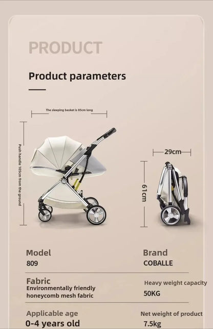 Poussette de luxe portable pour bébé