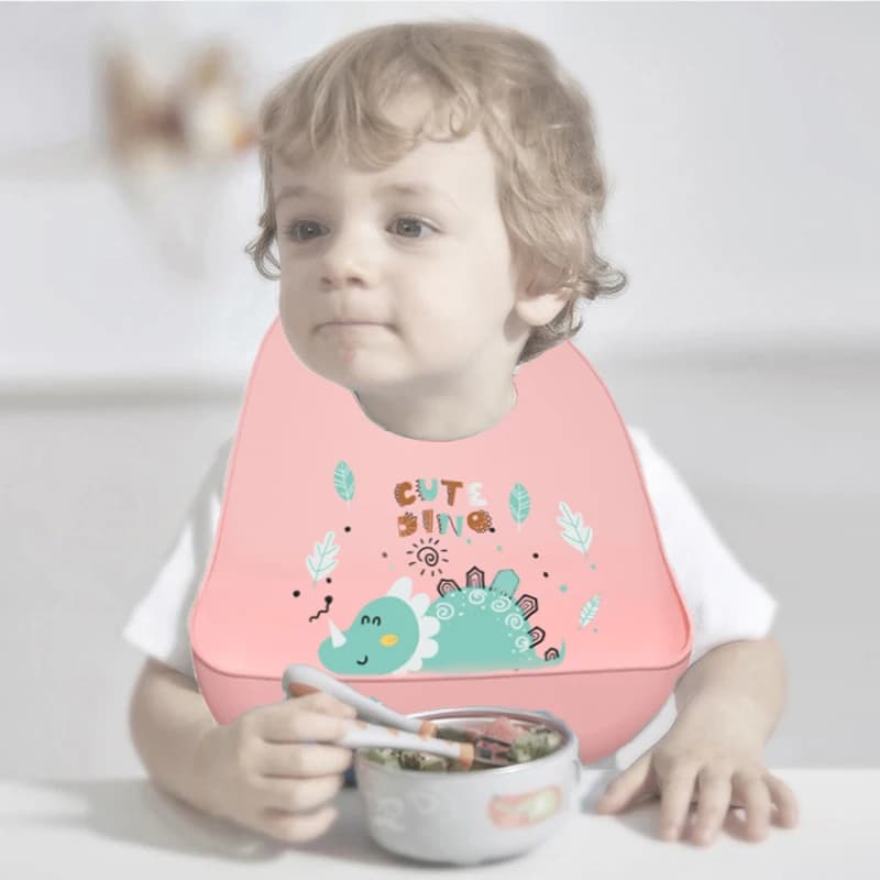 Bavoir attrape-miette à motif de dinosaure pour bébé