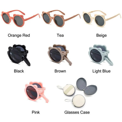 Lunettes de soleil pliables rondes en forme d’ours pour enfants
