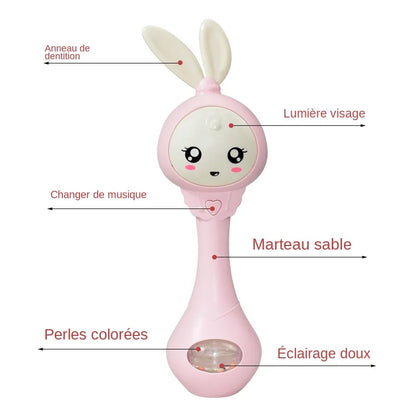 Hochet de dentition motif lapin avec musique