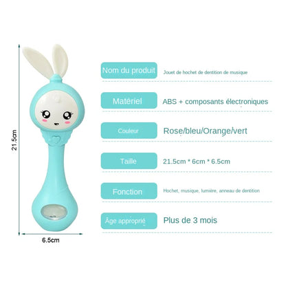 Hochet de dentition motif lapin avec musique