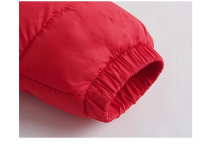 Doudoune bébé barbotteuse rouge avec capuche