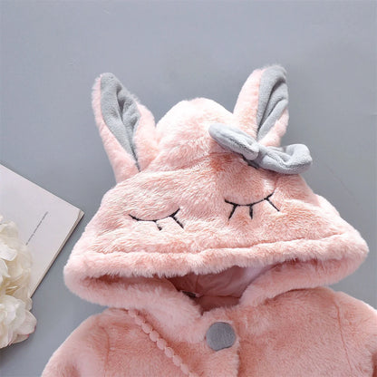 Manteau en peluche avec oreilles de lapin pour bébés