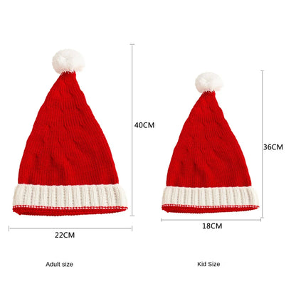 Joli Bonnet de Noël à pompon unisexe pour maman et bébé