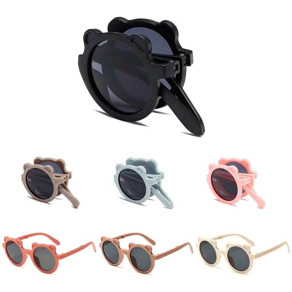 Lunettes de soleil pliables rondes en forme d’ours pour enfants