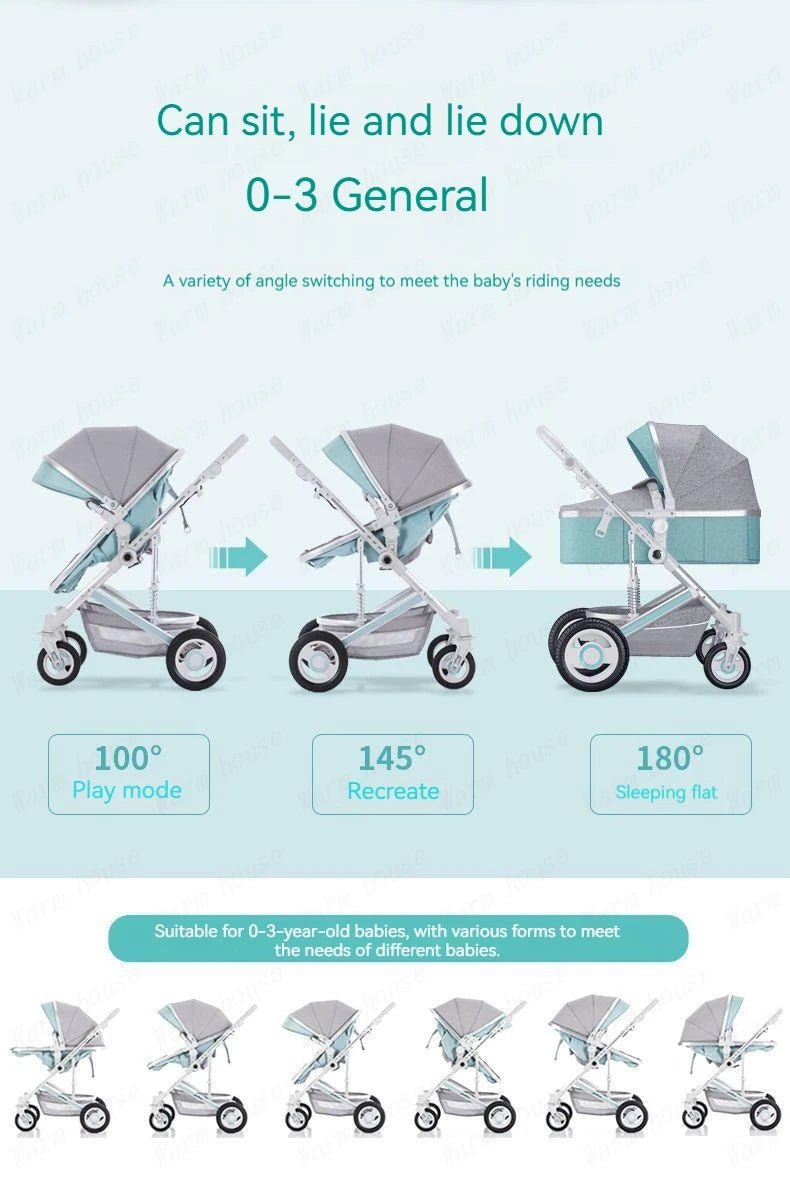 Poussette de luxe réversible pour bébé