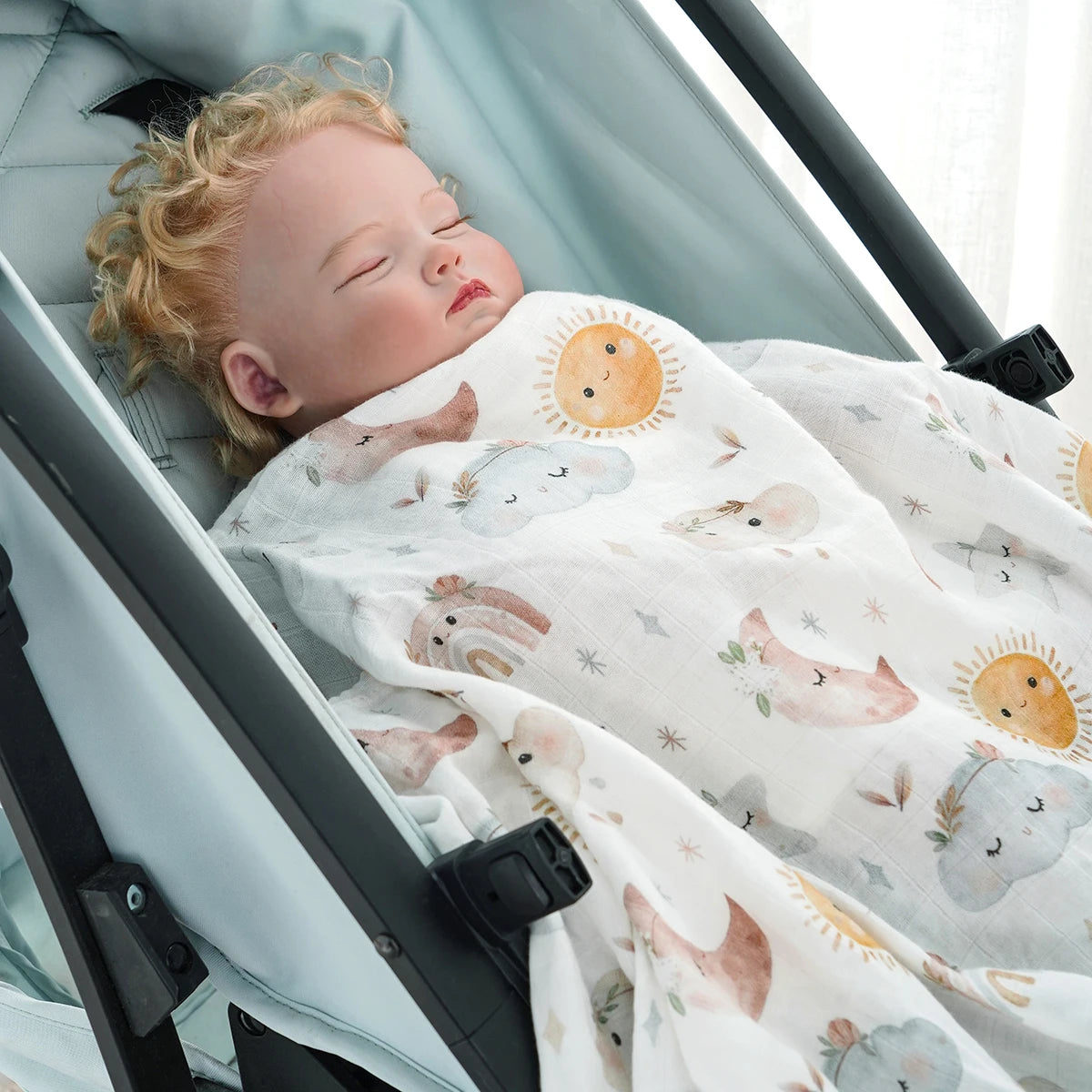 Couverture à langer en mousseline de bambou et coton pour bébé