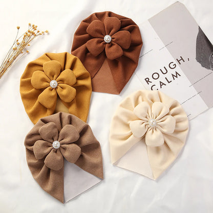 Turban chaud à fleurs pour bébé fille