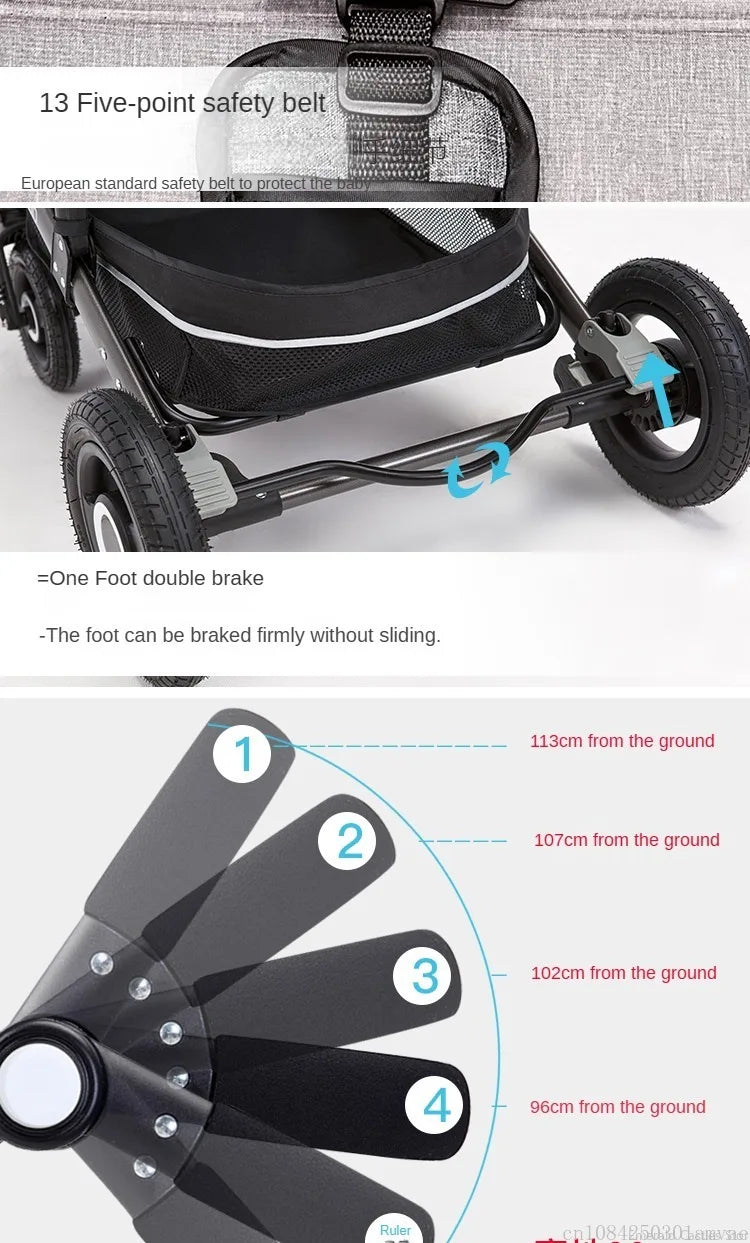 Poussette pliable multifonctionnelle pour bébé