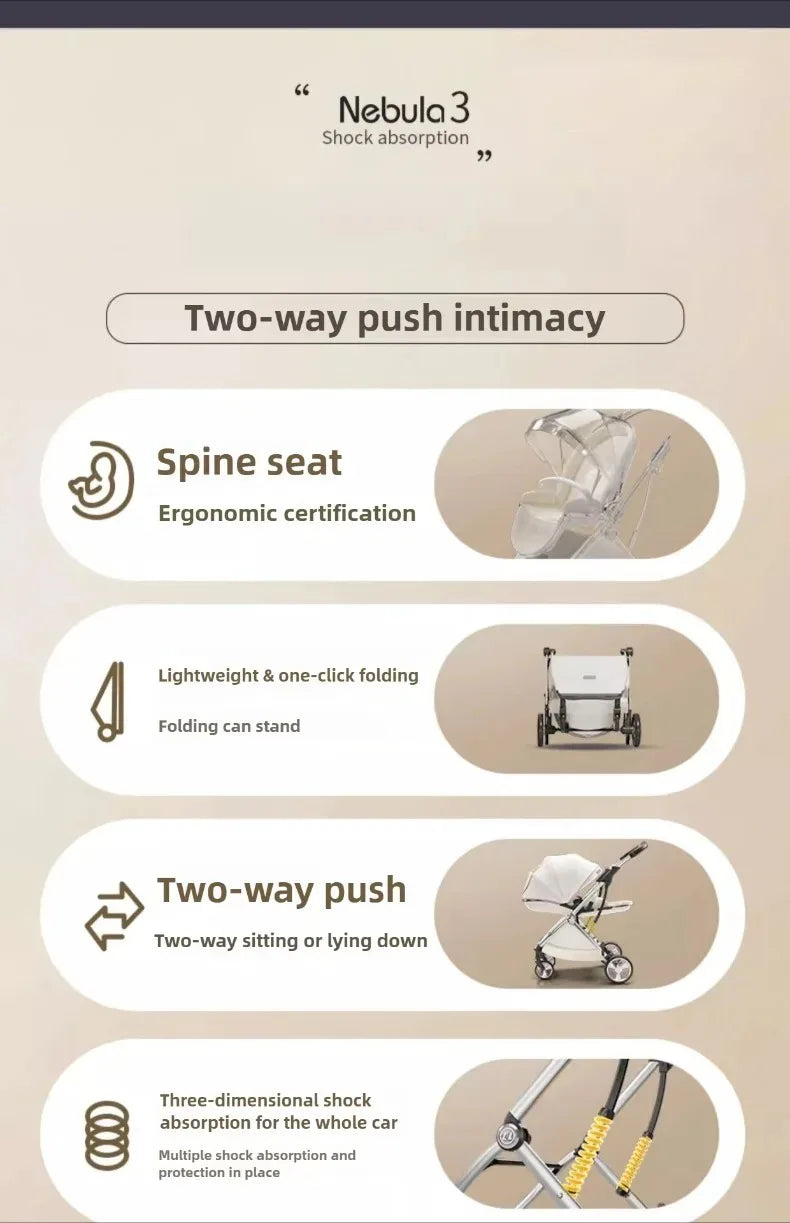 Poussette de luxe portable pour bébé