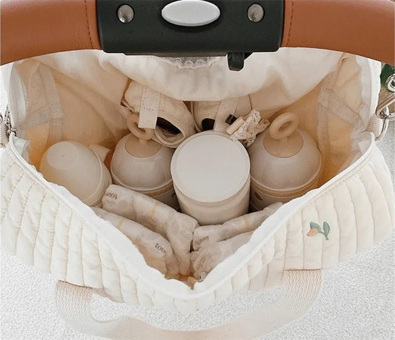 Sac à langer brodé et matelassé grand modèle pour bébé