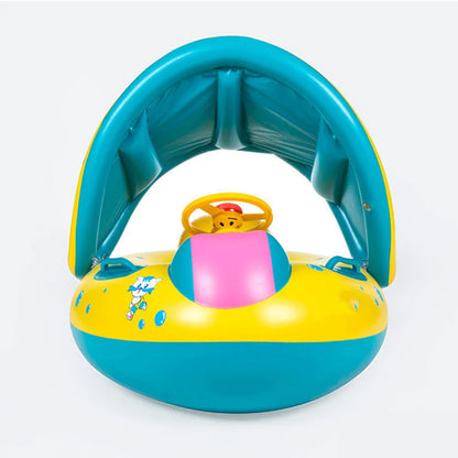 Bouée pour bébé portable et gonflable avec pare-soleil