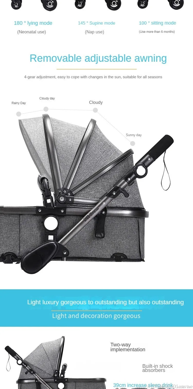 Poussette pliable multifonctionnelle pour bébé