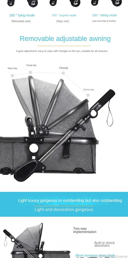Poussette pliable multifonctionnelle pour bébé
