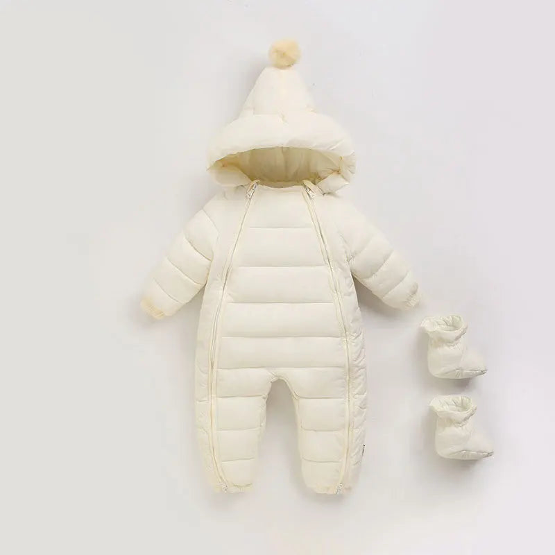 Doudoune bébé barbotteuse rouge avec capuche et chaussons