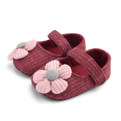 Chaussures en coton à motif de fleur pour nouveau-né