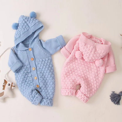 Combinaison tricotée capuche oreilles d’ours